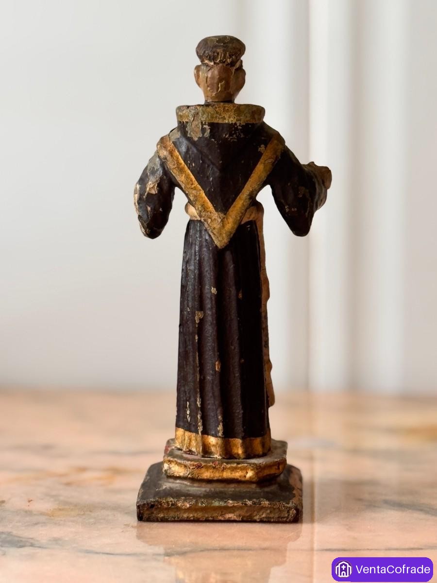 Talla antigua de San Antonio de Padua en madera policromada s. XIX – Arte sacro - foto 4