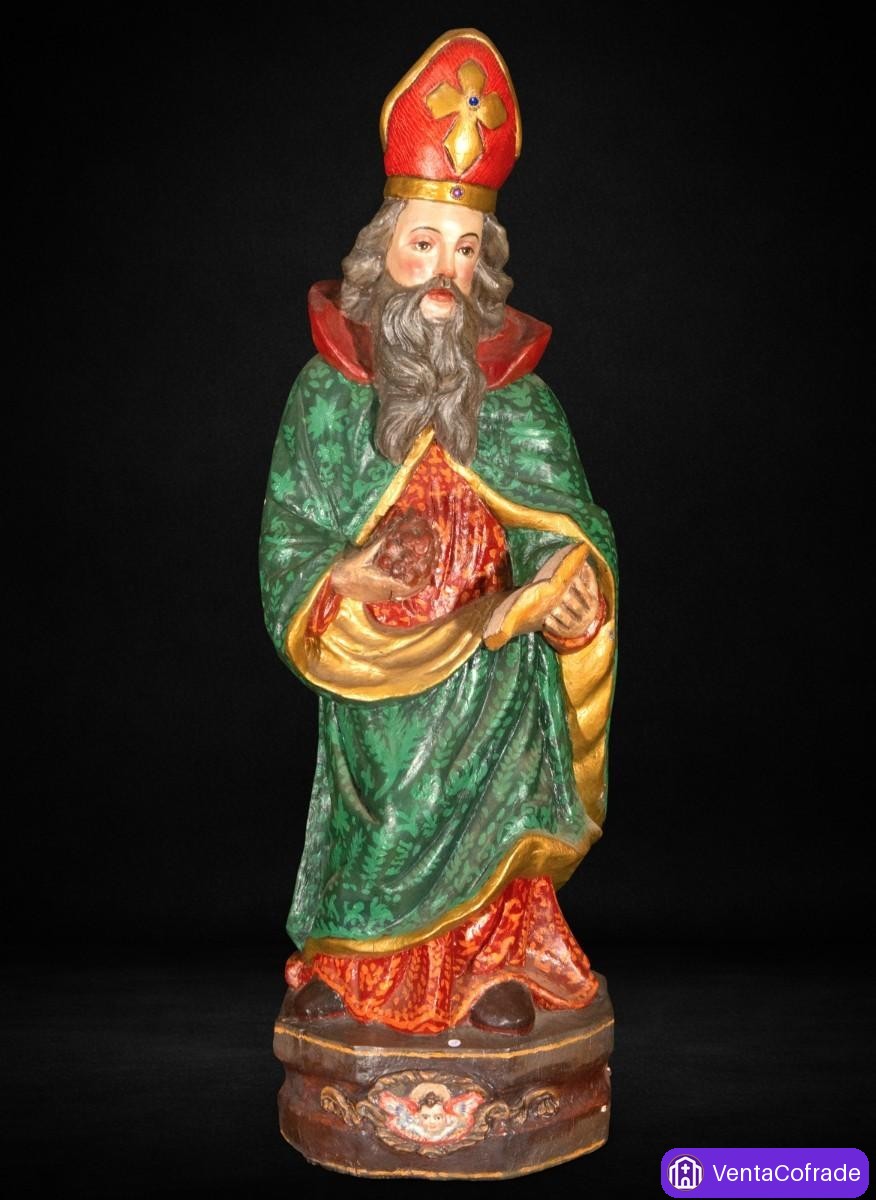 San Urbano, gran talla barroca en madera policromada, siglo XVIII, 91 cm - foto 1