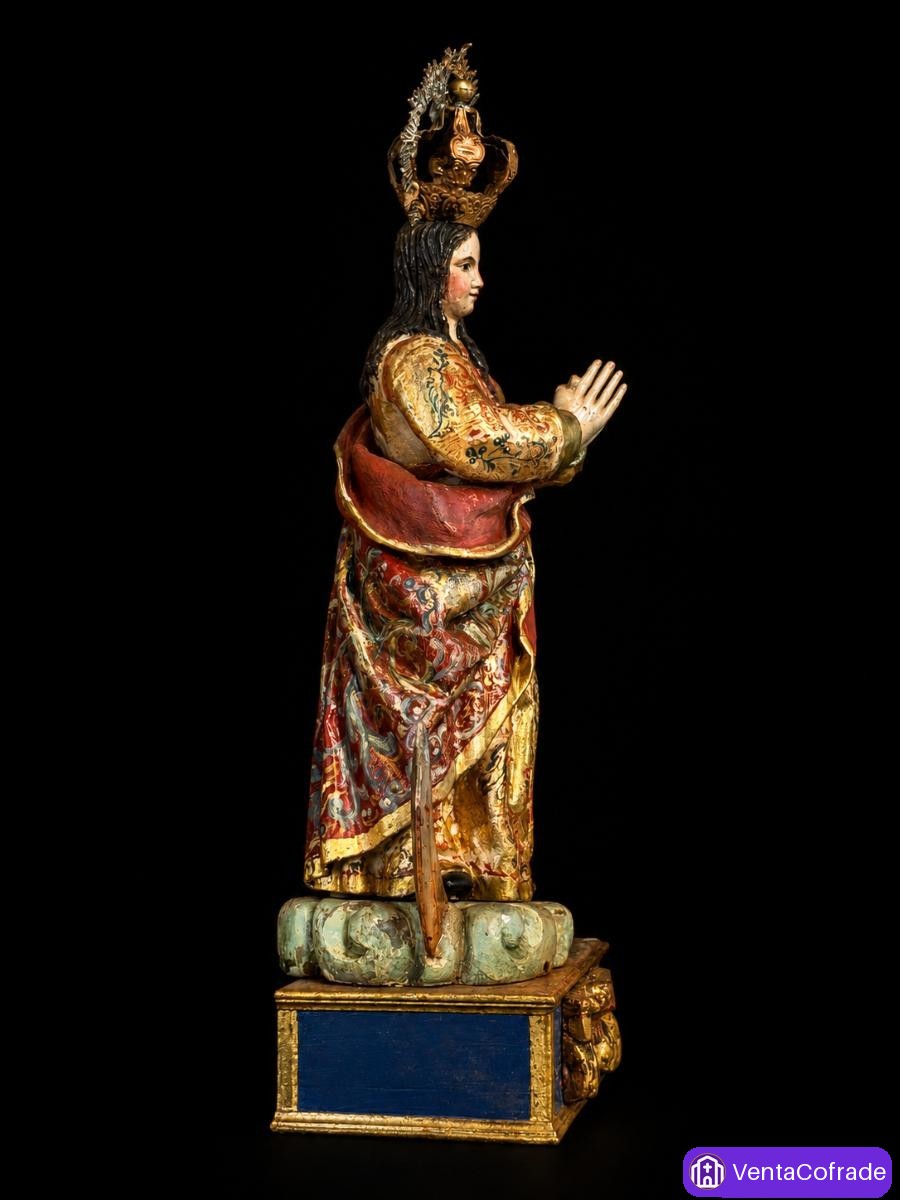 Inmaculada Concepción s. XVII madera tallada policromada y estofada española - foto 2