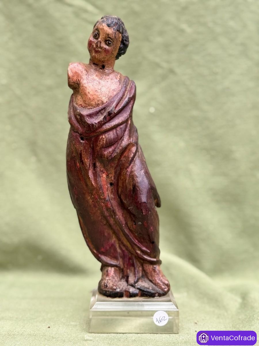 Escultura antigua en madera policromada de figura infantil – Escuela española, s. XVII–XVIII - foto 1