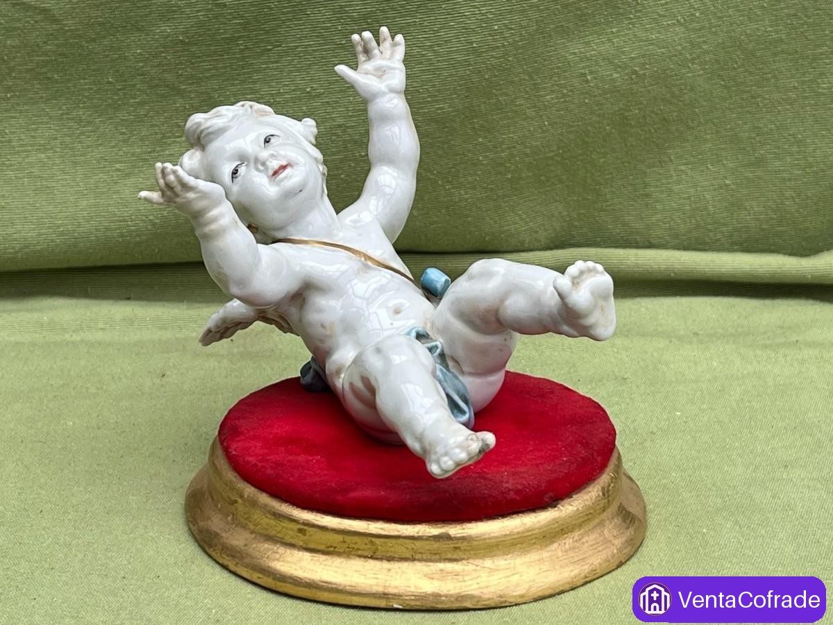 Angelito barroco de porcelana esmaltada de Algora - 10x15 cm - foto 1