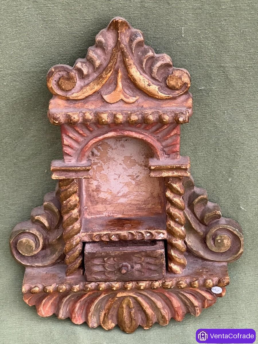 Hornacina barroca española en madera, siglo XVIII, retablo doméstico - foto 4