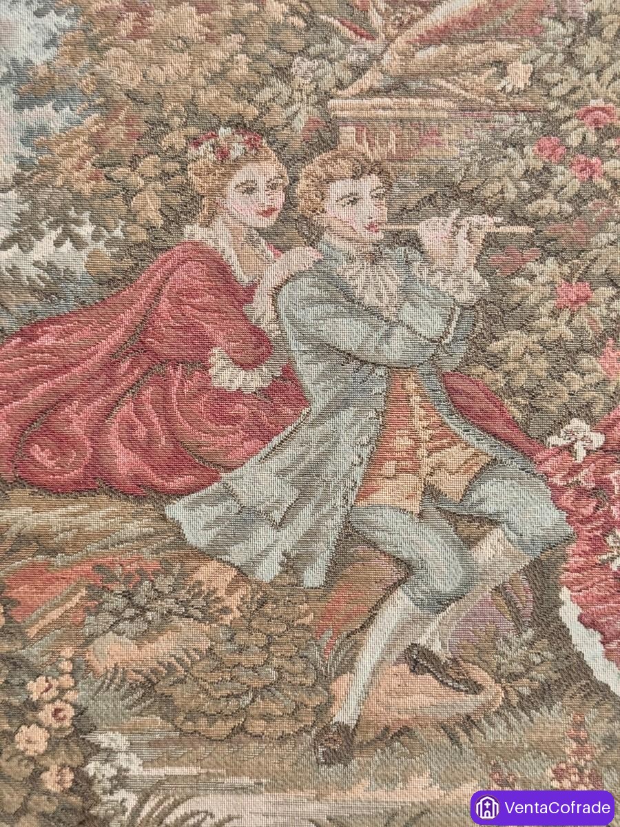 Tapiz francés gobelino vintage (138x48cm) pastoril - foto 6