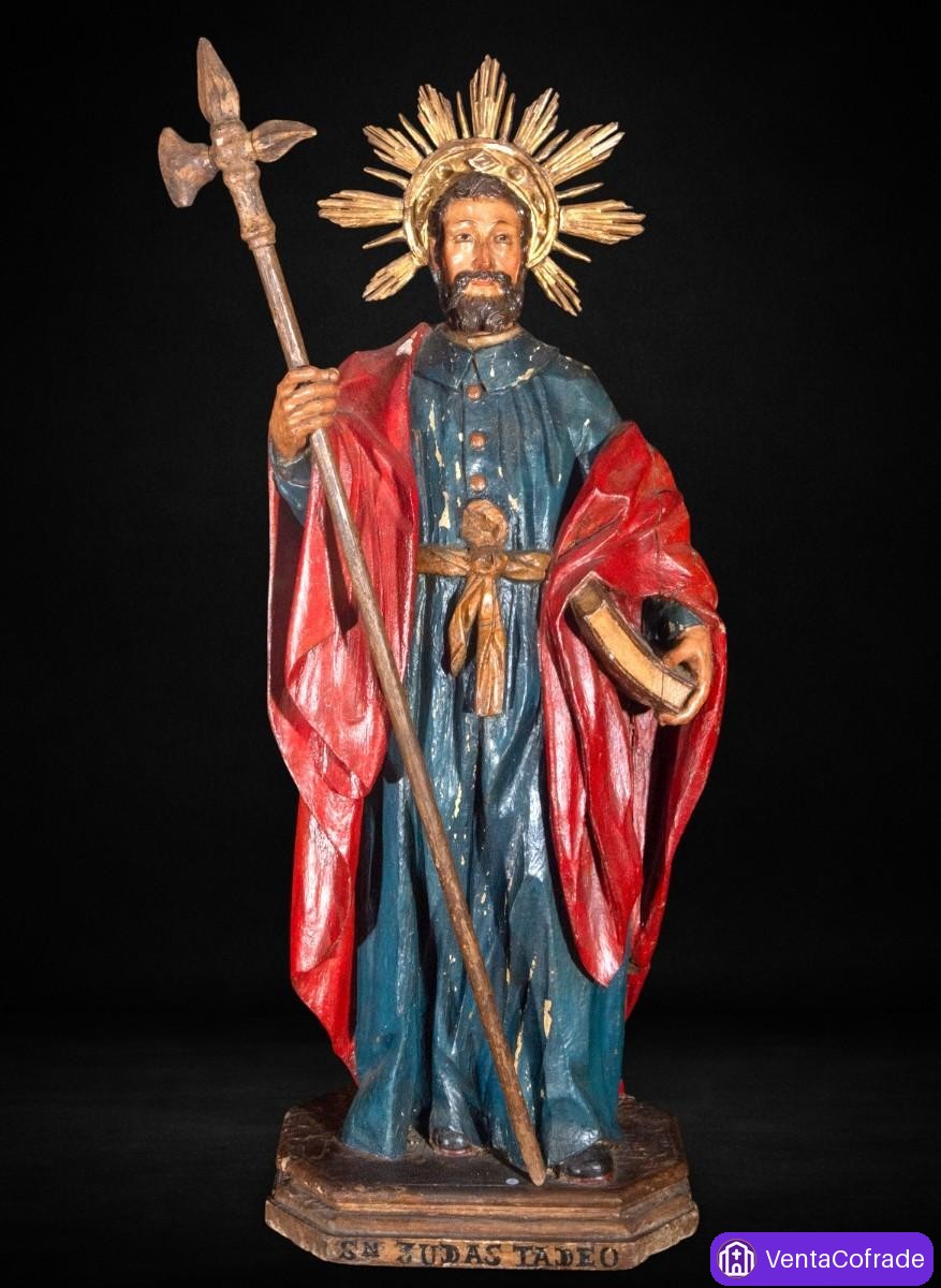 San Judas Tadeo talla madera policromada España finales XVIII-XIX 99 cm - foto 1