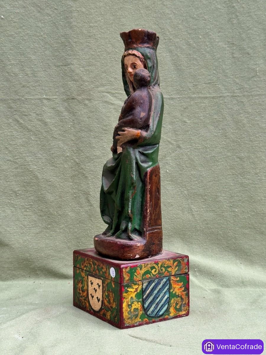 Virgen con Niño madera policromada siglo XX escultura religiosa de autor - foto 2