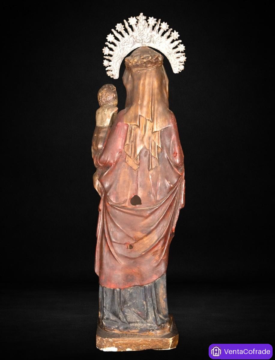 Virgen con Niño antigua escayola/yeso 1m - foto 3