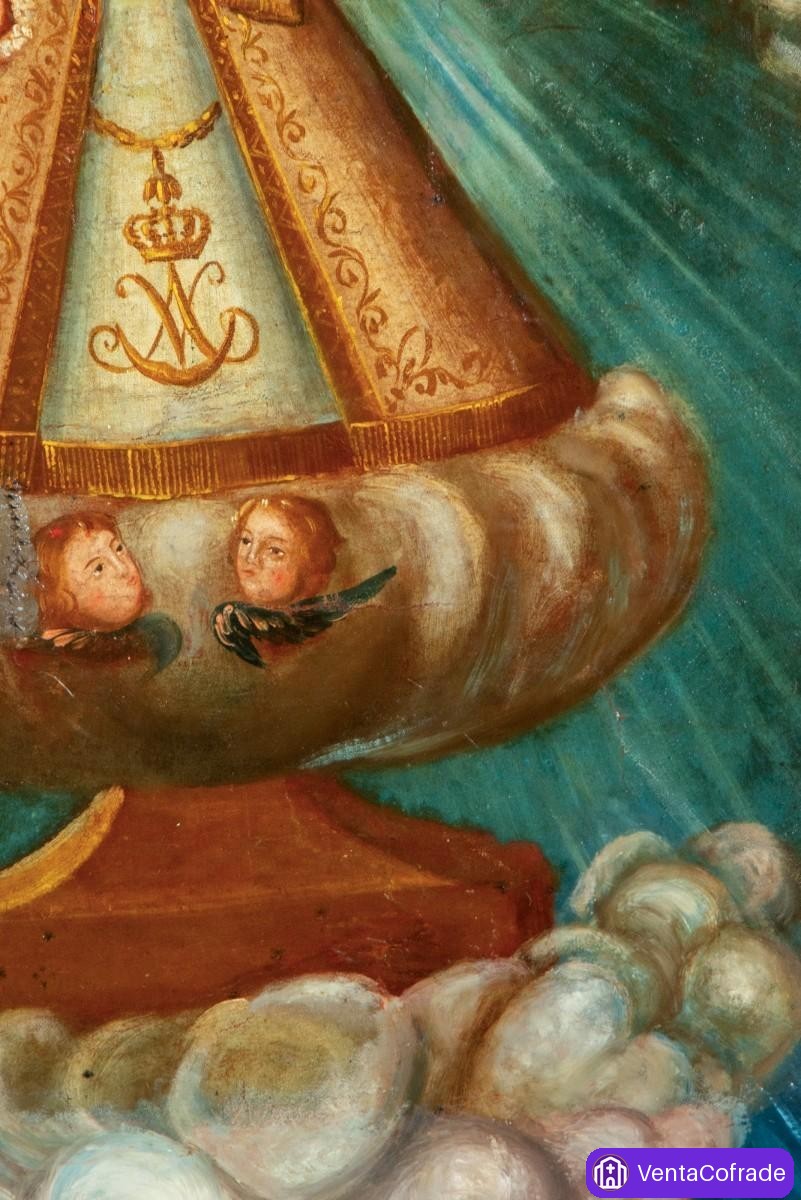 Virgen de la Candelaria, óleo colonial hispanoamericano, siglos XVIII-XIX - foto 4