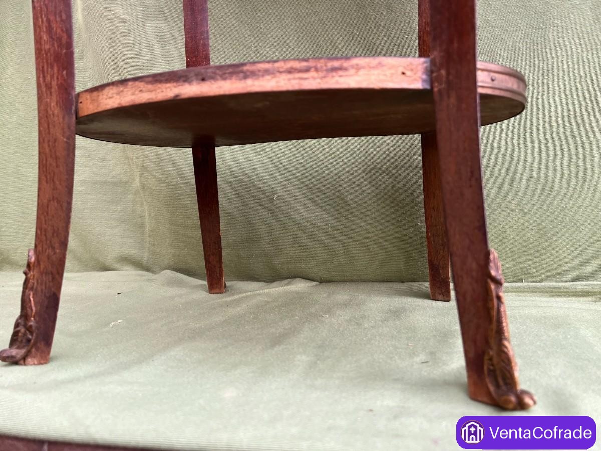 Mesa auxiliar antigua de caoba con mármol y bronces, estilo Luis XVI, siglo XIX - foto 5