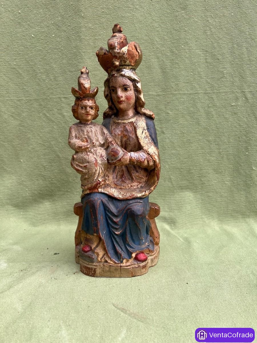 Virgen de Mariazell con Niño, talla en madera policromada, siglo XIX - foto 5