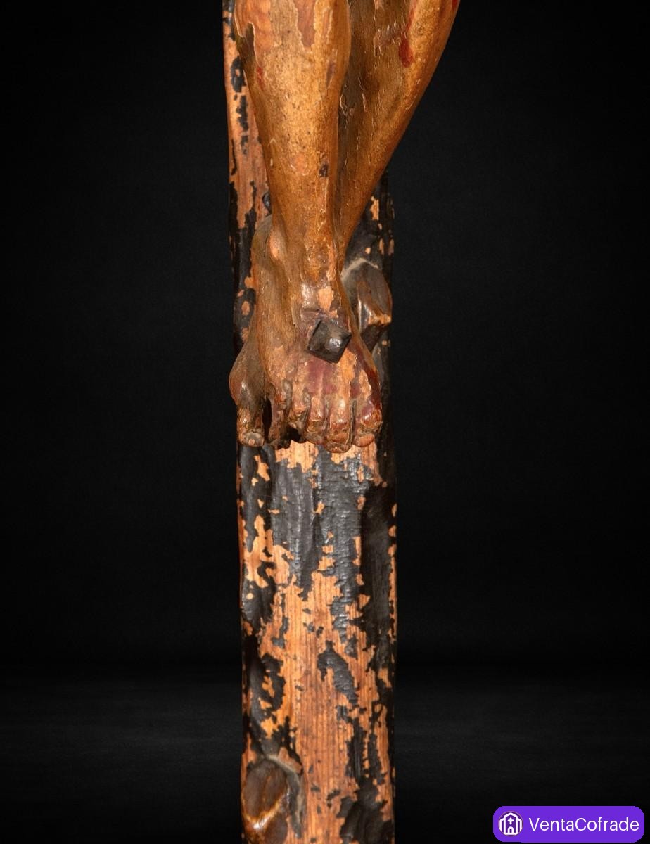 Cristo barroco antiguo madera policromada siglo XVIII 84 cm imaginería religiosa - foto 5