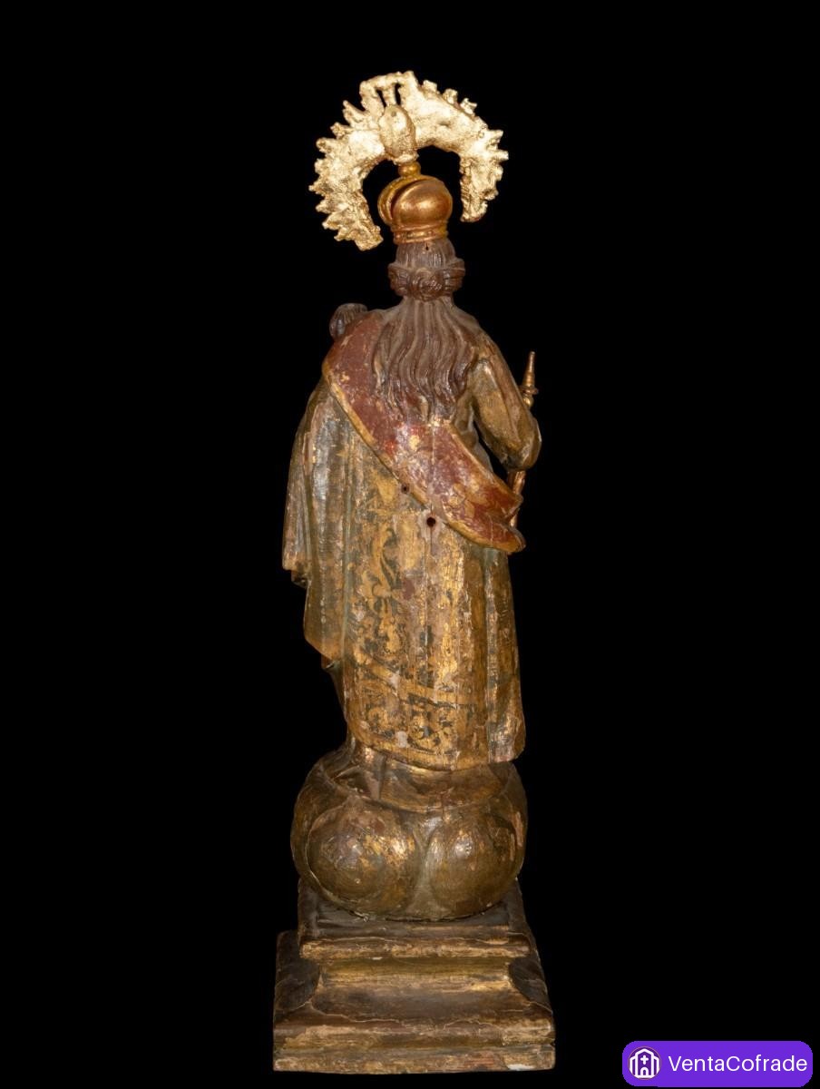 Virgen con Niño barroca en madera policromada y dorada, siglo XVII, 49 cm - foto 4