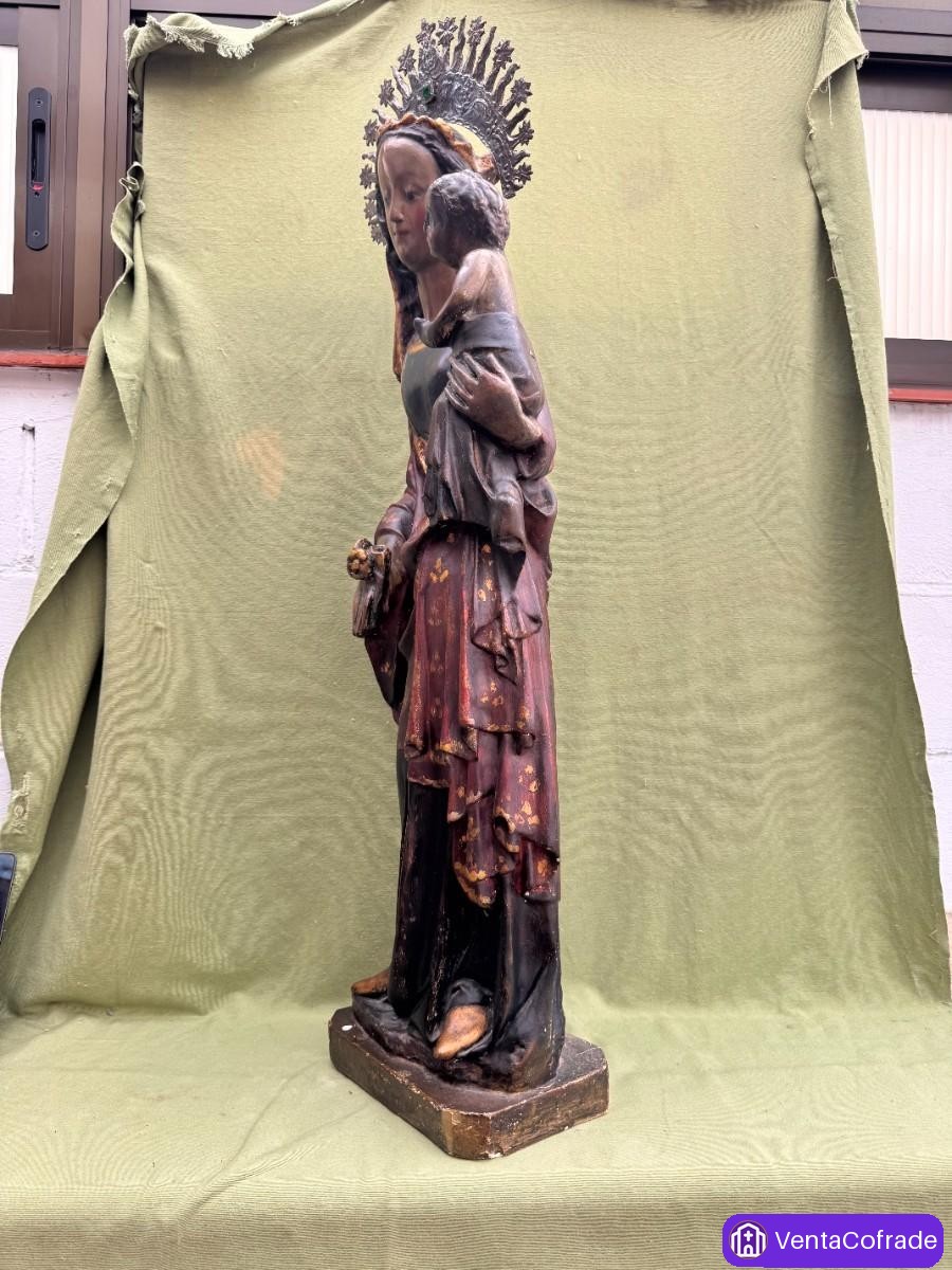 Virgen con Niño antigua escayola/yeso 1m - foto 5