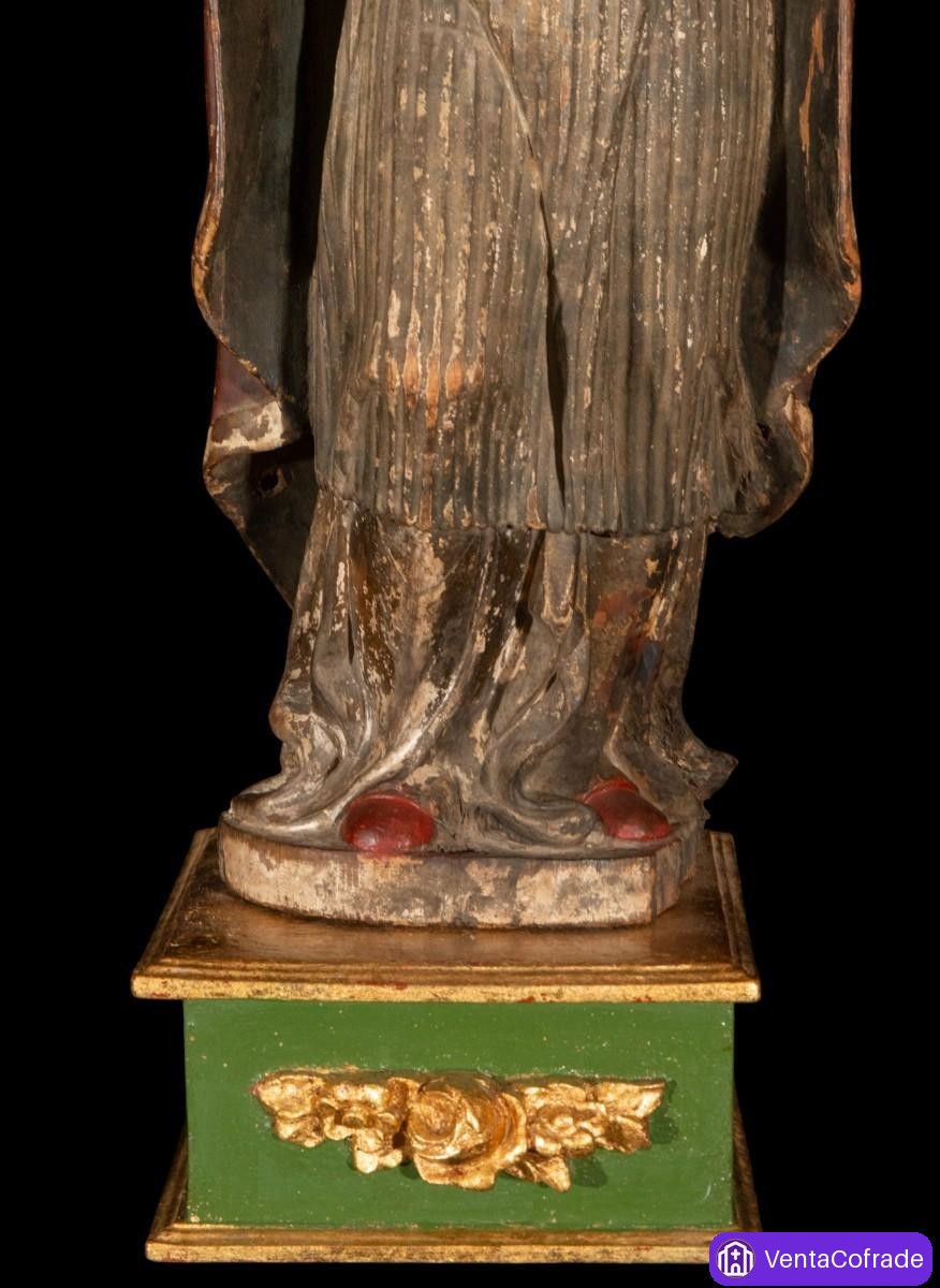 Papa Borgia Alejandro VI, talla barroca en madera policromada, siglo XVII - foto 3