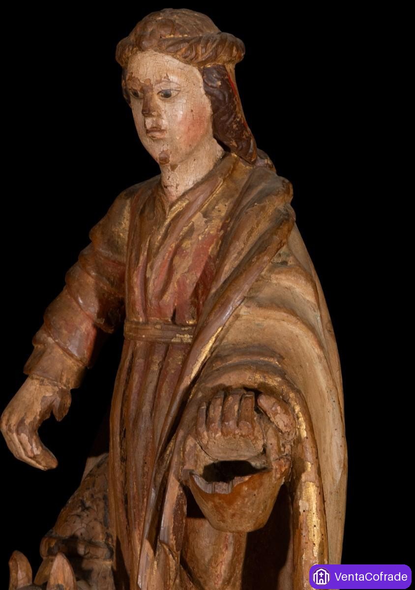 Santa Margarita de Antioquía gótica siglo XVI talla madera policromada - foto 4
