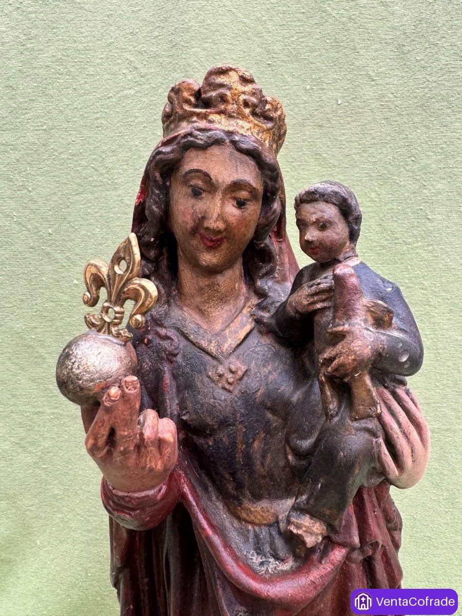 Virgen del Carmen antigua en escayola policromada, escultura religiosa española, finales s. XIX - foto 5