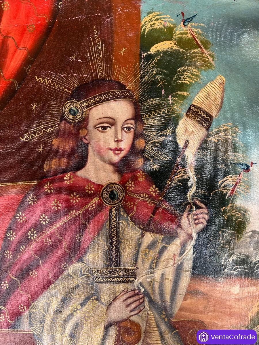 Virgen Niña Hilandera Escuela Cuzqueña S. XVIII - foto 2