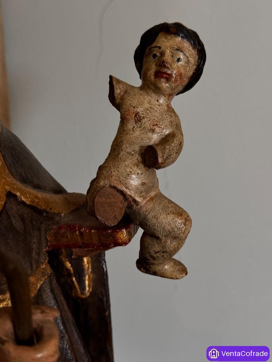 San Antonio con Niño, talla barroca en madera policromada, siglo XVIII - foto 4