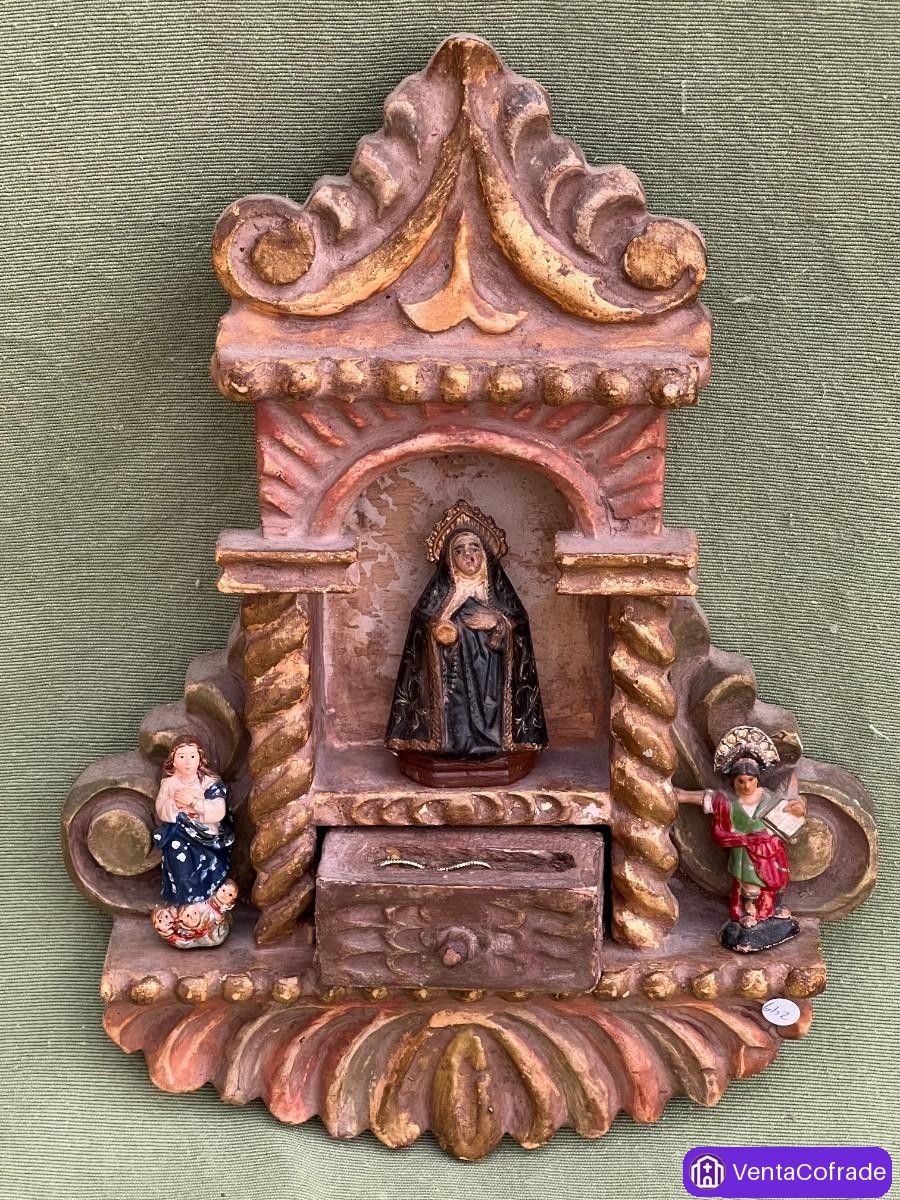 Hornacina barroca española en madera, siglo XVIII, retablo doméstico - foto 2
