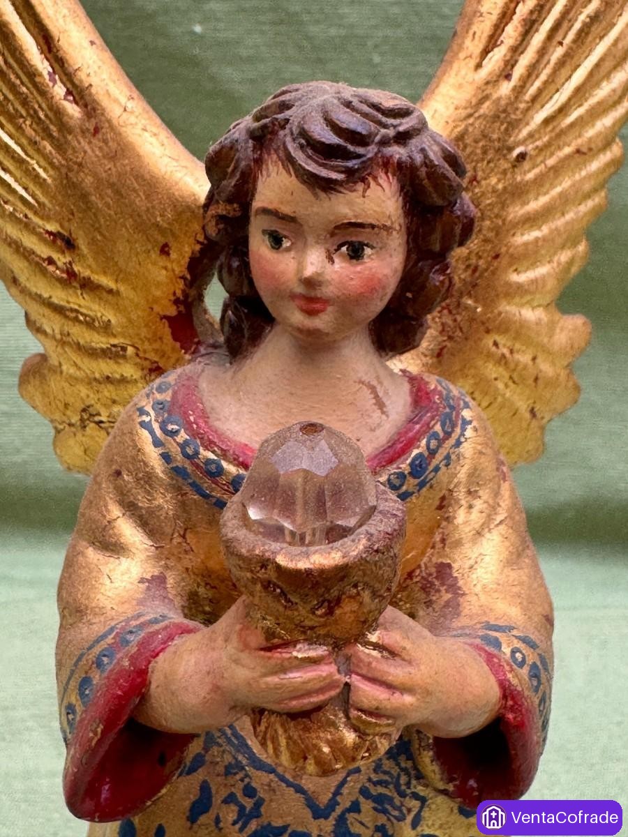 Ángel terracota policromía de autor. Portavelas - foto 6