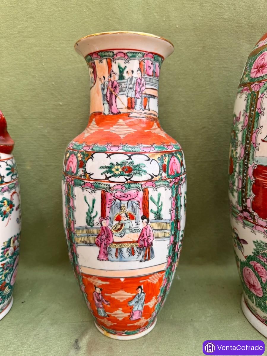 Lote 3 jarrones porcelana Macao 1940s - foto 5