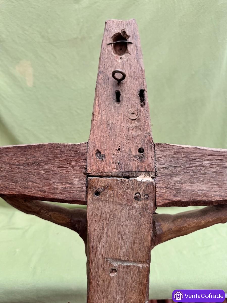 Cristo crucificado madera policromada antiguo 1 metro siglo XVIII - foto 3