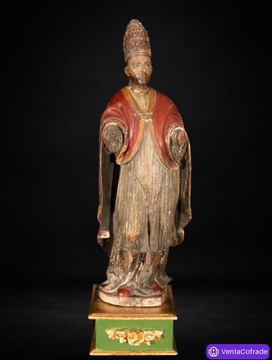 Papa Borgia Alejandro VI, talla barroca en madera policromada, siglo XVII - foto 1