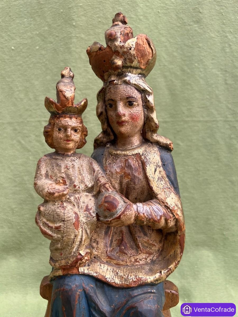 Virgen de Mariazell con Niño, talla en madera policromada, siglo XIX - foto 6