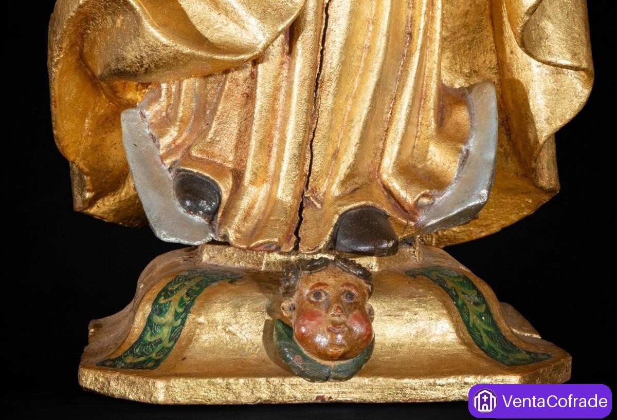 Virgen Inmaculada Colonial Hispanoamericana Madera Dorada XVIII-XIX 67 cm - foto 4