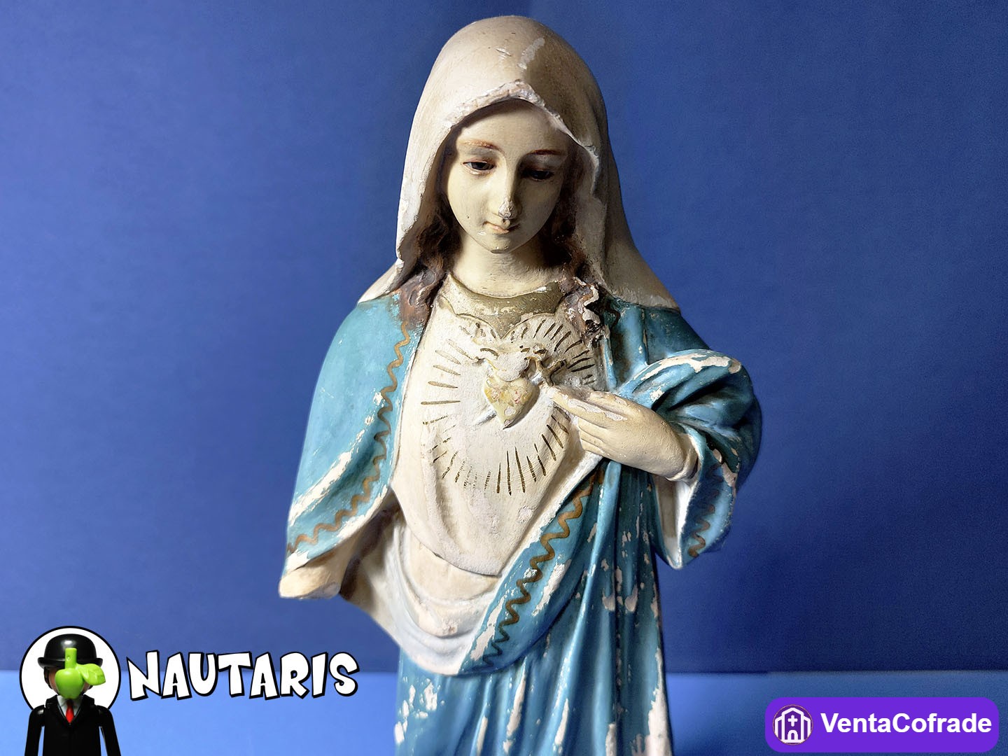 Antigua imagen religiosa Corazón de María - foto 4