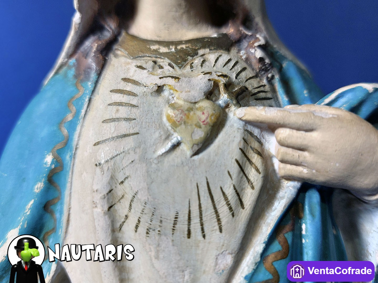 Antigua imagen religiosa Corazón de María - foto 5